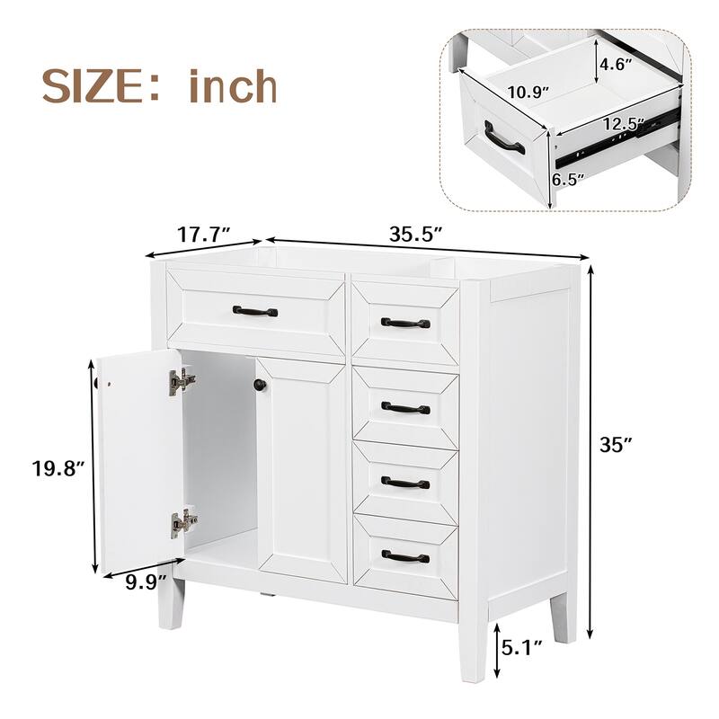 36" Modern Bathroom Vanity without Sink, Base OnlyP Bed Bath